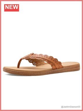 Luxe Foam Cushioned Flip Flops with Floral Cutouts, Vegan Leather, Flexible